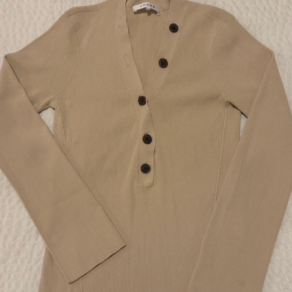 Frame Denim Cream Cardigan with Button Detail